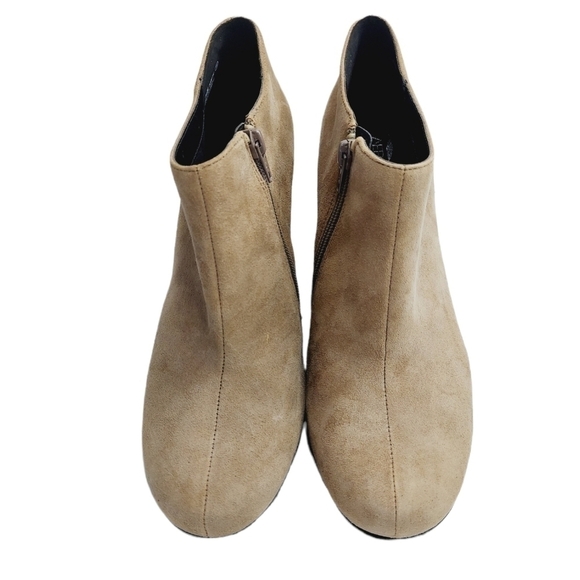 Aerosoles Heelrest Plum Pie Beige Suede Ankle Boot Wedge Heel Zip Women’s 9.5 M - Picture 3 of 12